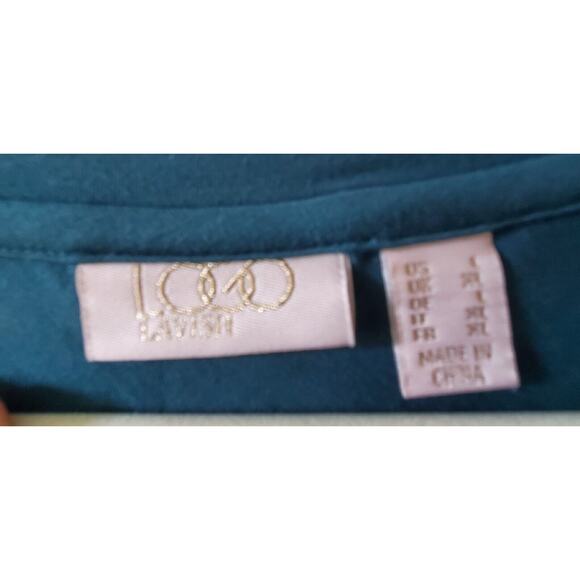Logo Lavish by Lori Goldstein L Teal Green Tunic Brown Floral Embroidery Lace - Picture 7 of 12
